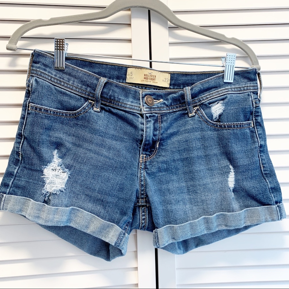Hollister Distressed Cuffed Denim Shorts